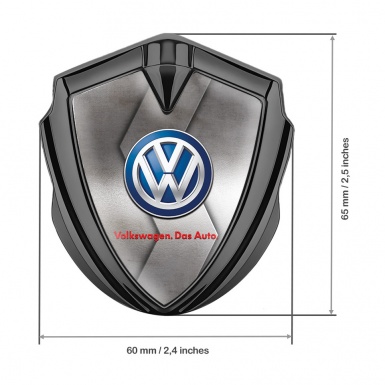 VW Metal Emblem Self Adhesive Graphite Sliced Steel Plate Blue Logo