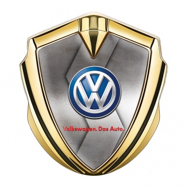 VW Metal Emblem Self Adhesive Gold Sliced Steel Plate Blue Logo