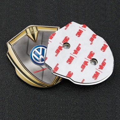 VW Metal Emblem Self Adhesive Gold Sliced Steel Plate Blue Logo
