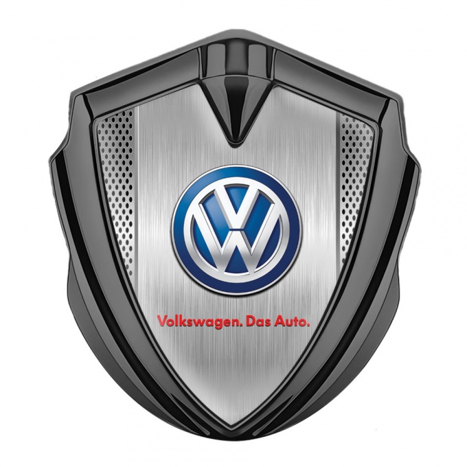 VW Fender Emblem Badge Graphite Perforated Frames Blue Logo Design