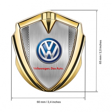 VW Fender Emblem Badge Gold Perforated Frames Blue Logo Design