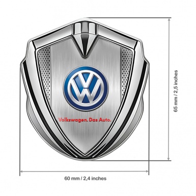 VW Fender Emblem Badge Silver Perforated Frames Blue Logo Design