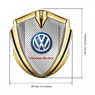 VW Emblem Trunk Badge Gold Light Treadplate Blue Classic Logo