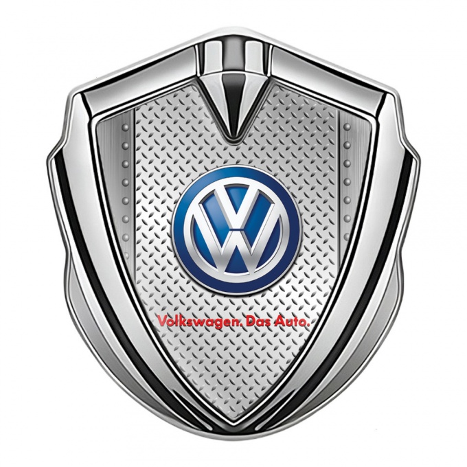 VW Emblem Trunk Badge Silver Light Treadplate Blue Classic Logo