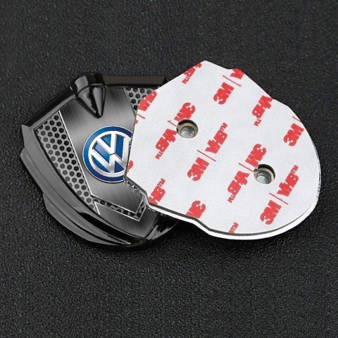 VW Emblem Self Adhesive Graphite Honeycomb Center Brushed Effect