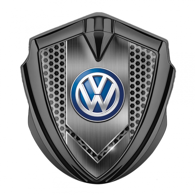 VW Emblem Self Adhesive Graphite Honeycomb Center Brushed Effect