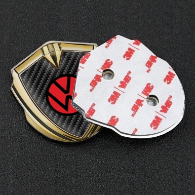 VW Domed Emblem Gold Black Carbon Base Red Logo Design