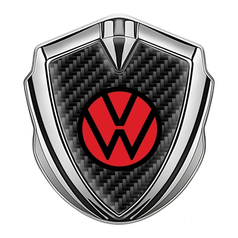 VW Domed Emblem Silver Black Carbon Base Red Logo Design