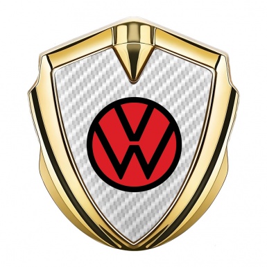 VW Emblem Ornament Gold White Carbon Base Red Logo Design