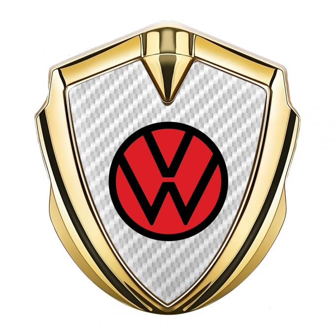 VW Emblem Ornament Gold White Carbon Base Red Logo Design