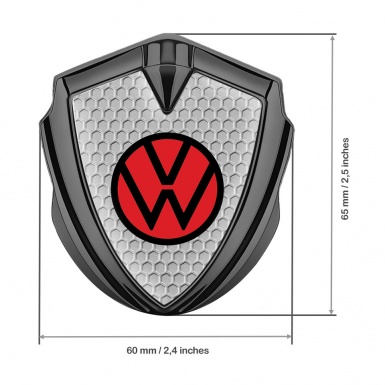 VW Bodyside Domed Emblem Graphite Honeycomb Red Logo Edition