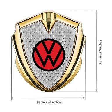 VW Bodyside Domed Emblem Gold Honeycomb Red Logo Edition