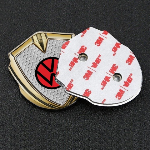 VW Bodyside Domed Emblem Gold Honeycomb Red Logo Edition