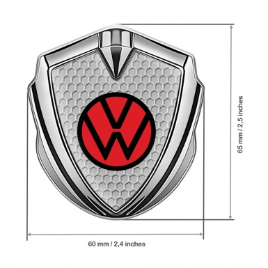 VW Bodyside Domed Emblem Silver Honeycomb Red Logo Edition
