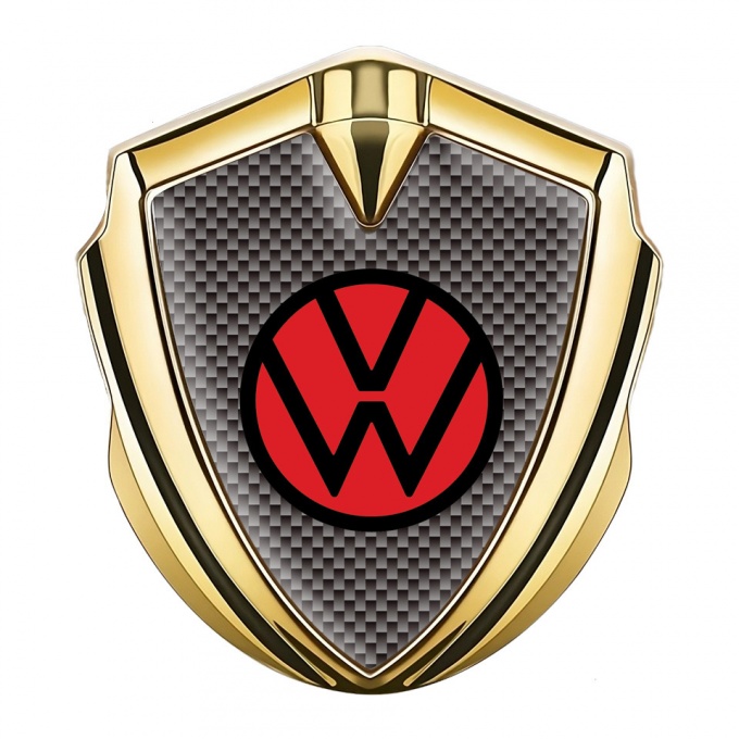 VW Bodyside Domed Emblem Gold Brown Carbon Red Logo Edition