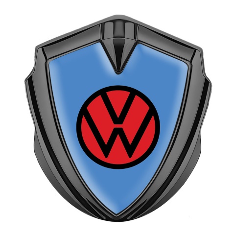 VW Emblem Car Badge Graphite Glacial Blue Base Red Circle Logo