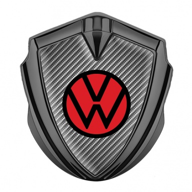 VW Metal Domed Emblem Graphite Light Carbon Motif Red Circle Logo