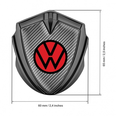 VW Metal Domed Emblem Graphite Light Carbon Motif Red Circle Logo