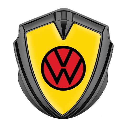 VW Badge Self Adhesive Graphite Yellow Base Red Circle Logo