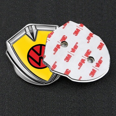 VW Badge Self Adhesive Silver Yellow Base Red Circle Logo