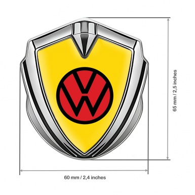 VW Badge Self Adhesive Silver Yellow Base Red Circle Logo