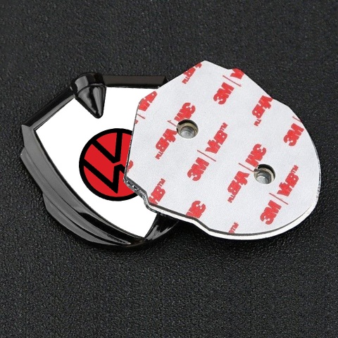 VW Emblem Fender Badge Graphite White Base Red Circle Logo