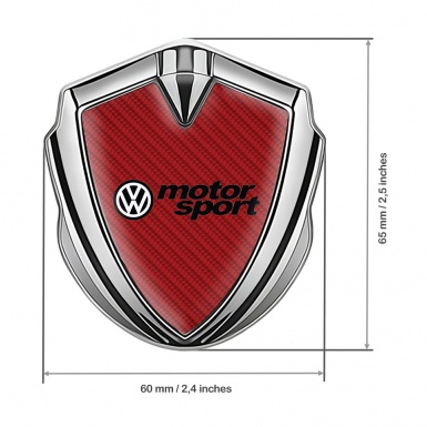 VW Fender Emblem Badge Silver Red Carbon Motorsport Logo Design