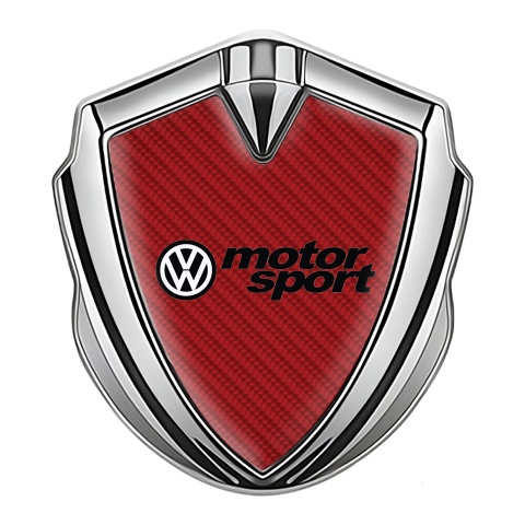 VW Fender Emblem Badge Silver Red Carbon Motorsport Logo Design