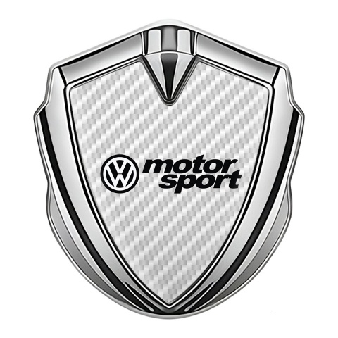 VW Emblem Trunk Badge Silver White Carbon Motorsport Logo Design
