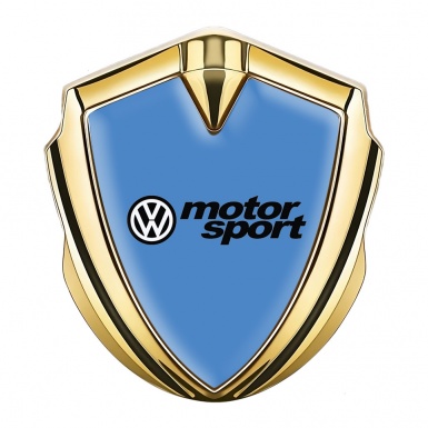 VW Metal Emblem Badge Gold Glacial Blue Motorsport Logo Design
