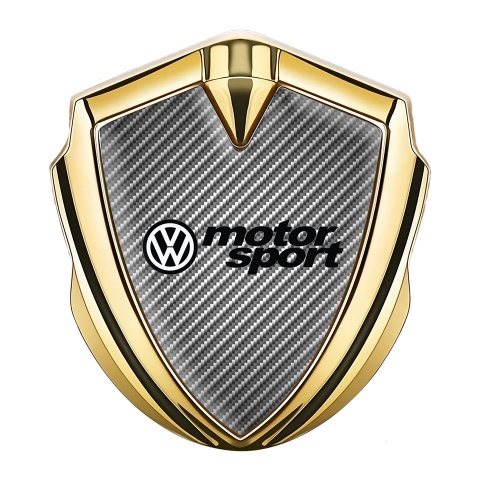 VW Metal Emblem Badge Gold Light Carbon Motorsport Logo Design