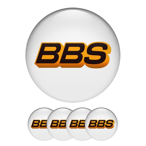 BBS Domed Stickers Wheel Center Cap White Classic