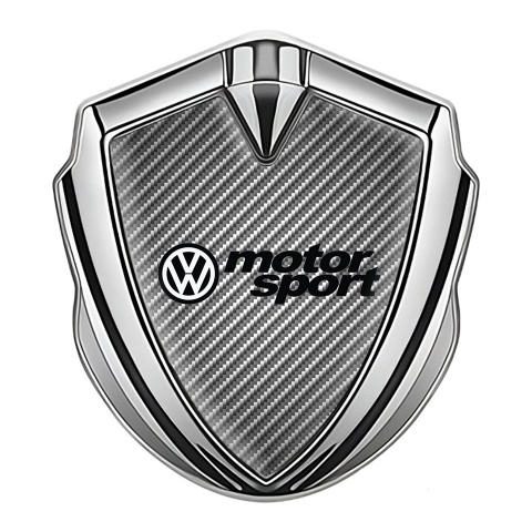 VW Metal Emblem Badge Silver Light Carbon Motorsport Logo Design