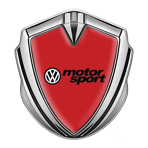 VW Emblem Ornament Silver Red Background Motorsport Logo Design