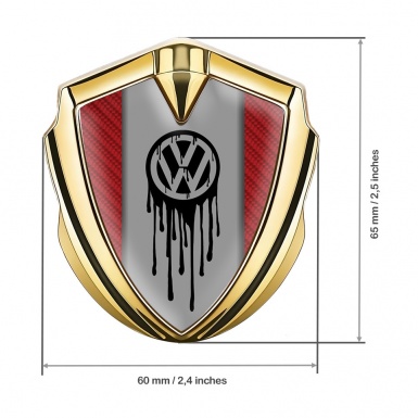 VW Emblem Car Badge Gold Red Carbon Dripping Brush Effect