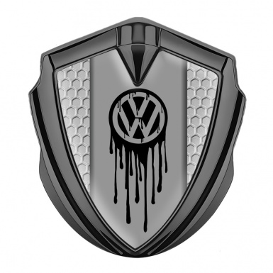 VW Badge Self Adhesive Graphite Honeycomb Dripping Brush Effect