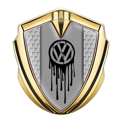 VW Badge Self Adhesive Gold Honeycomb Dripping Brush Effect