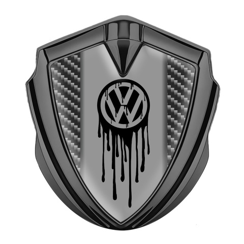VW Emblem Fender Badge Graphite Dark Carbon Dripping Brush Effect