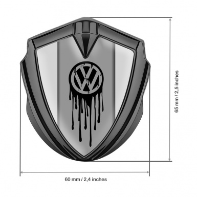 VW Emblem Badge Self Adhesive Graphite Grey Base Dripping Brush Effect