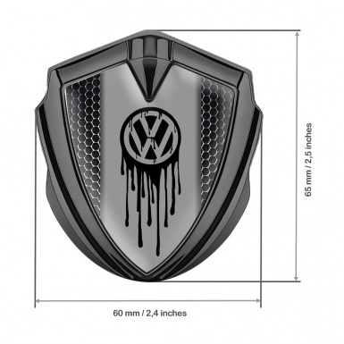 VW Fender Emblem Badge Graphite Steel Grate Dripping Brush Effect