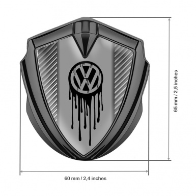 VW Emblem Trunk Badge Graphite Light Carbon Dripping Brush Effect