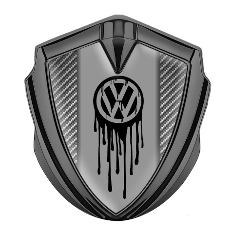 VW Emblem Trunk Badge Graphite Light Carbon Dripping Brush Effect