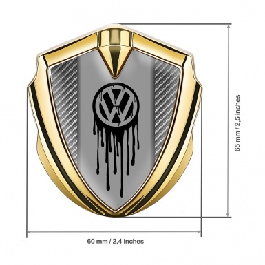 VW Emblem Trunk Badge Gold Light Carbon Dripping Brush Effect