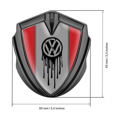 VW Bodyside Domed Emblem Graphite Crimson Base Dripping Brush Effect