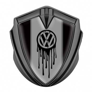 VW Domed Emblem Graphite Black Base Dripping Logo Edition