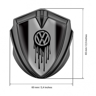 VW Domed Emblem Graphite Black Base Dripping Logo Edition