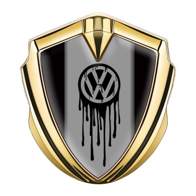 VW Domed Emblem Gold Black Base Dripping Logo Edition