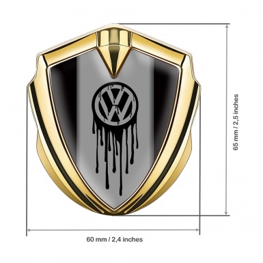 VW Domed Emblem Gold Black Base Dripping Logo Edition