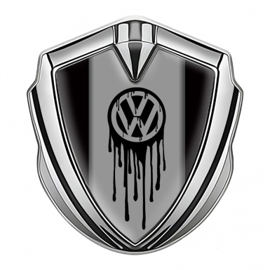 VW Domed Emblem Silver Black Base Dripping Logo Edition