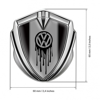 VW Domed Emblem Silver Black Base Dripping Logo Edition